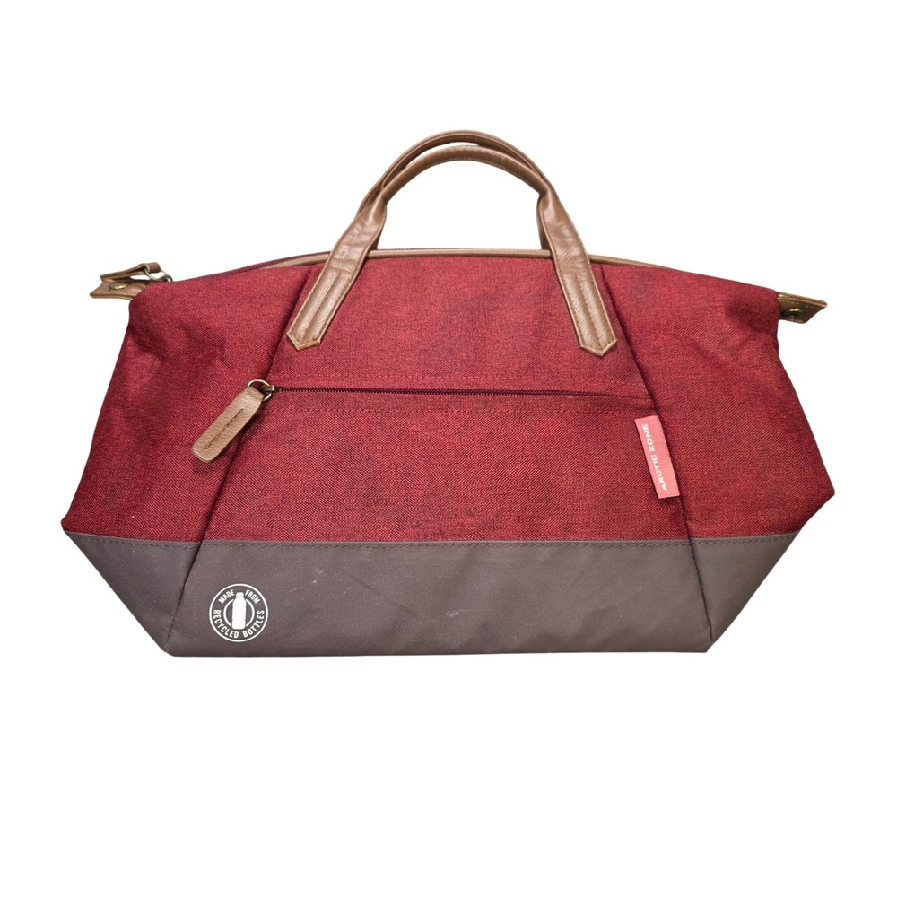 Arctic Zone Recycled Bottles Insulated Lunch Tote Burgundy Brown Dual Handles